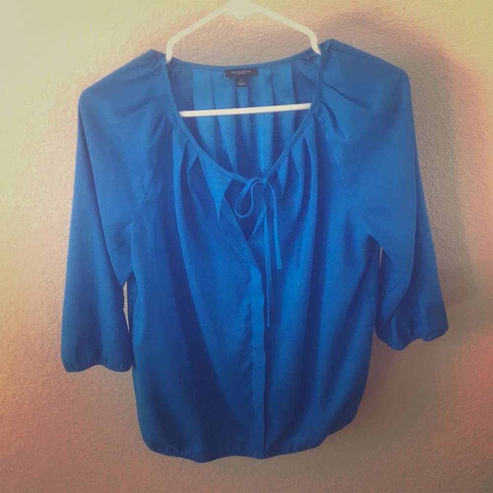Ann Taylor Chiffon Blue Top